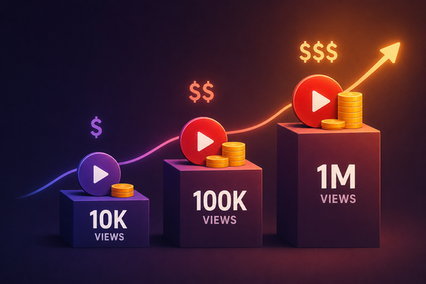 How Much Does YouTube Pay for 10K, 100K & 1M Views? Real Earnings Explained