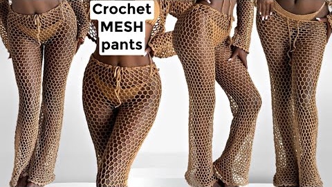 Crochet mesh pants : Summer fish net mesh beach cover up pants tutorial | QUICK AND EASY