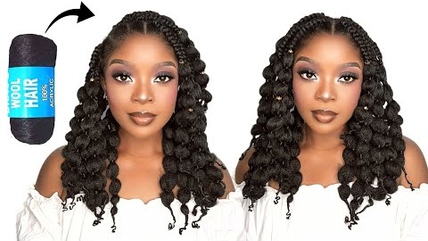 😱Bubble Braids Tutorial W/Curly Ends Using Brazilian Wool| Detailed Tutorial