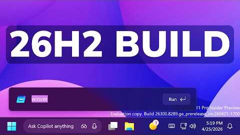 New Windows 11 26H2 Build 26300.8289 – New Hidden Taskbar, New Startup Animation (Experimental)