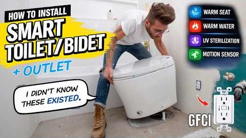I Didn't Know These Existed!!! How To Install Smart Toilet / Bidet + Outlet.