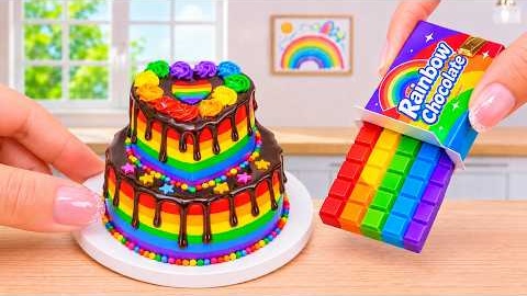 Mini Rainbow Cake Recipe With Chocolate 🌈 2-tier Rainbow Heart Chocolate Drip Cake ❤️ Wonder Cake