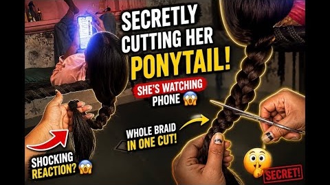 Secretly Cutting Her Ponytail While She Watching Phone | Haircut Prank | Haircut Challenge 